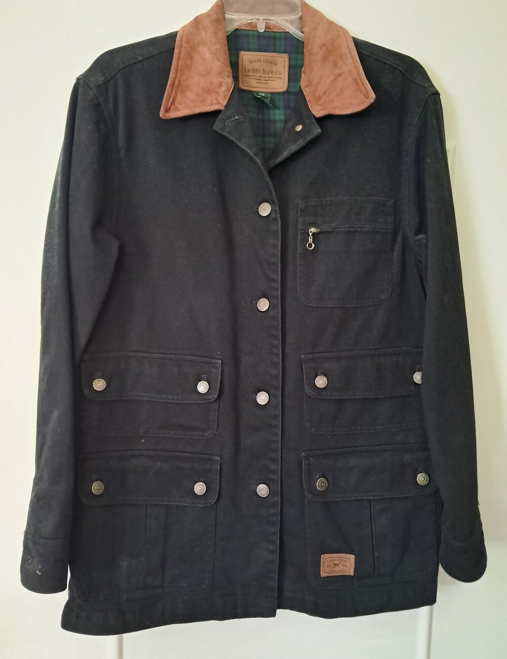 Ralph Lauren Black Field Jacket with Brown Suede Collar